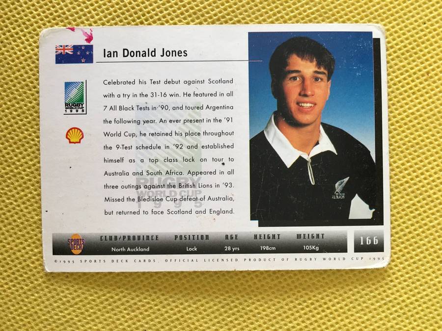 VINTAGE RUGBY TRADING CARD - 1995 RUGBY WORLD CUP -  IAN JONES