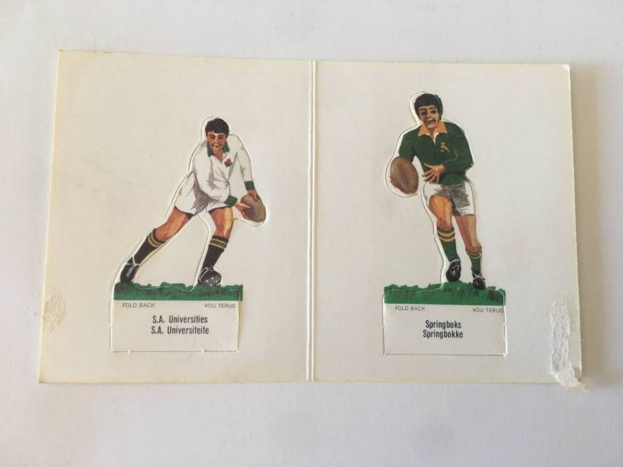 VINTAGE - SHELL - RUGBY PLAYER 1970 FOLD OUTS - S.A UNIVERSITIES & SPRINGBOKS
