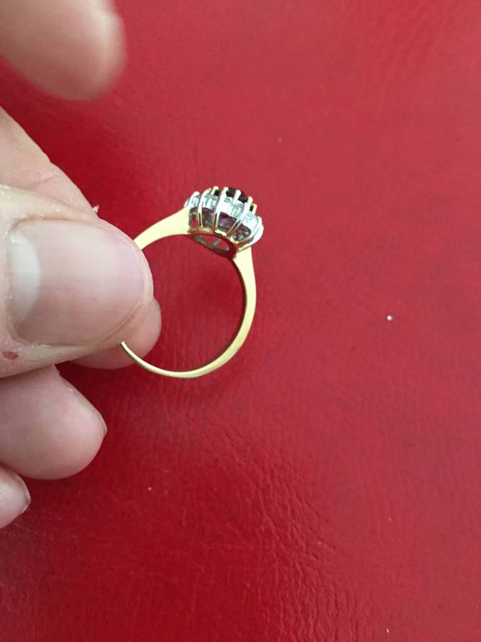 LOVELY GOLD RING WITH STONE  HALL MARK PARTIALLY SEEN