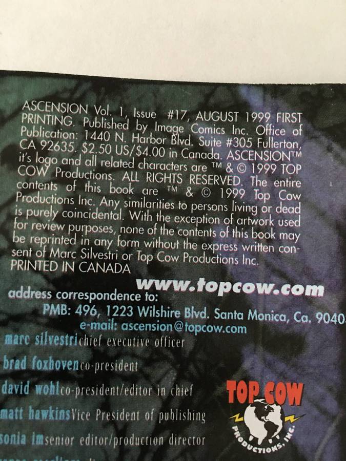 IMAGE COMICS - TOP COW - ASCENSION  VOL. 1 NO. 17 - 1999
