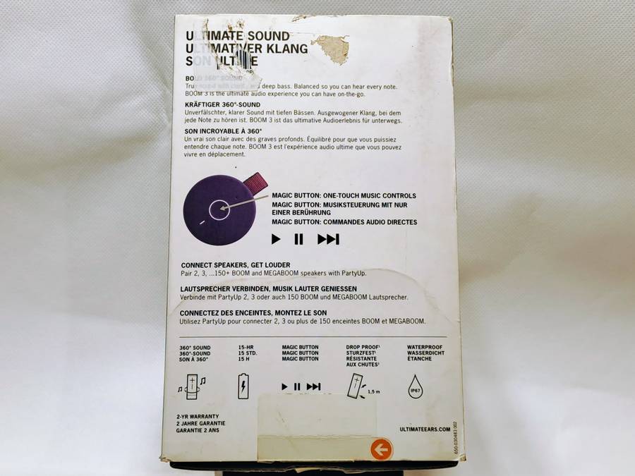 Ultimate Ears BOOM 3 Wireless/Bluetooth Speaker (Purple)
