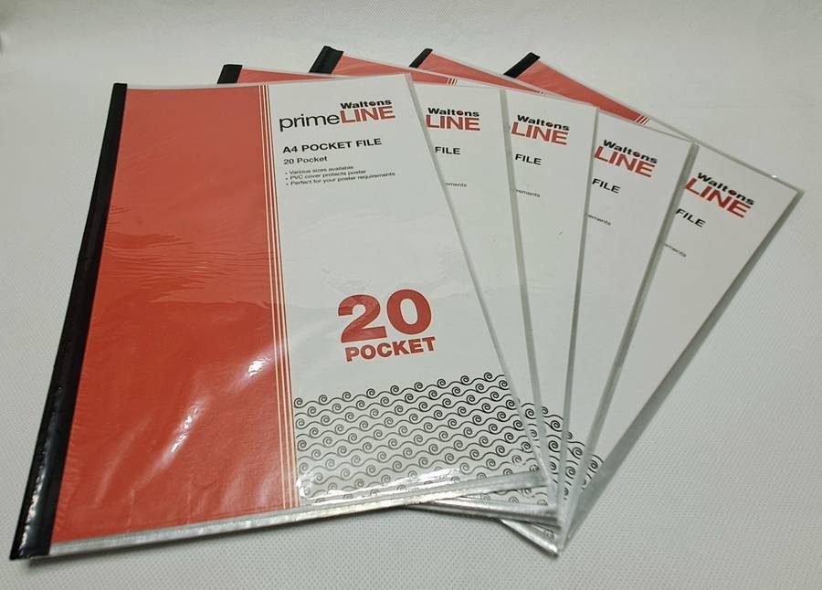Waltons Primeline A4 20 Pocket Display Files (Pack of 5)