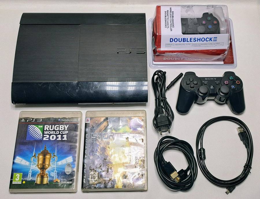 Sony PlayStation 3 / PS3 Super Slim Console (500GB)(CECH-4204A) with Controllers & Games