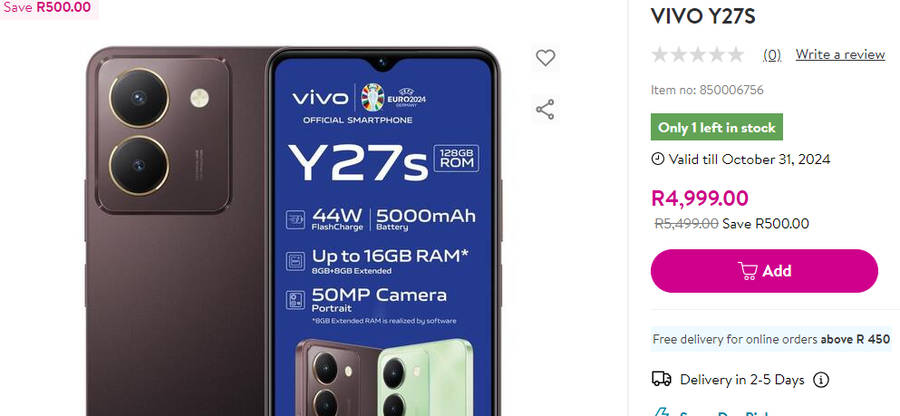 Vivo Y27s 128GB, 8GB Ram | Dual SIM Smartphone |Brand New Sealed Bargain!