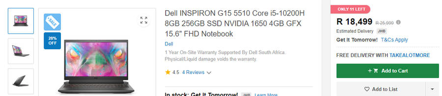 Dell G15 5510 Intel Core i5 10th Gen Gaming laptop | For Spares or repairs