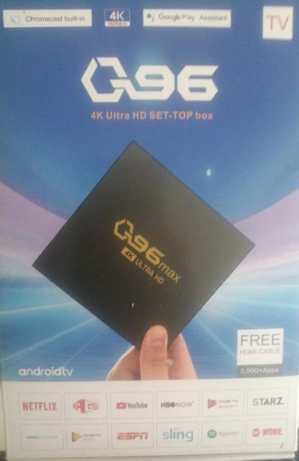 Q96MAX Smart TV Box 4K Ultra HD, Androidtv 4B+32GB (Upgrade to 1GB/8GB), Chromecast built-in