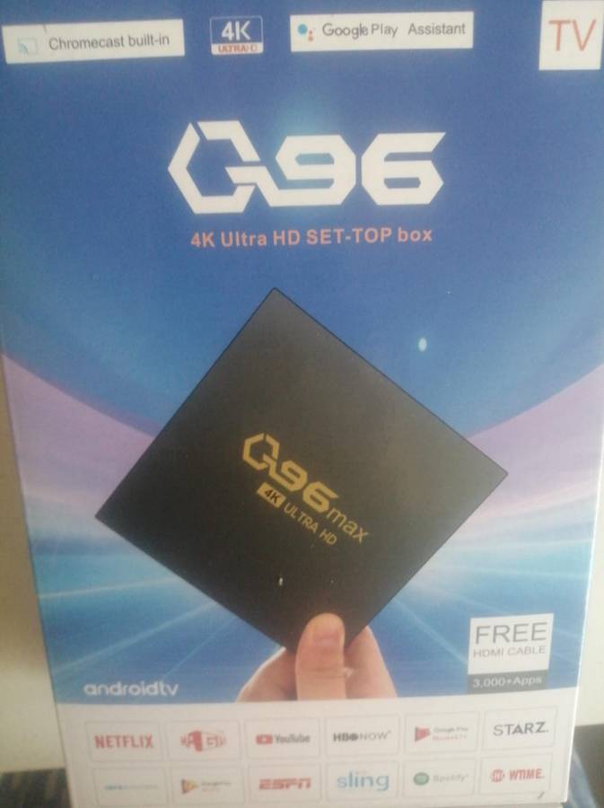 Q96MAX Smart TV Box 4K Ultra HD, Androidtv 4B+32GB (Upgrade to 1GB/8GB), Chromecast built-in