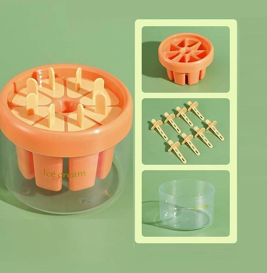 Reusable Popsicle Ice-Cream Stick Mold, 8 holes and 8 reusable sticks, 2 Colors available