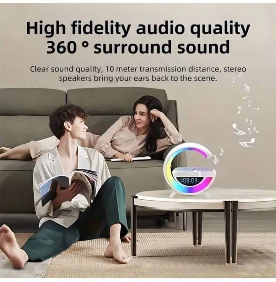 LED Wireless Charging Speaker, with Clock, Alarm Clock, FM Radio, Seven Color Selection