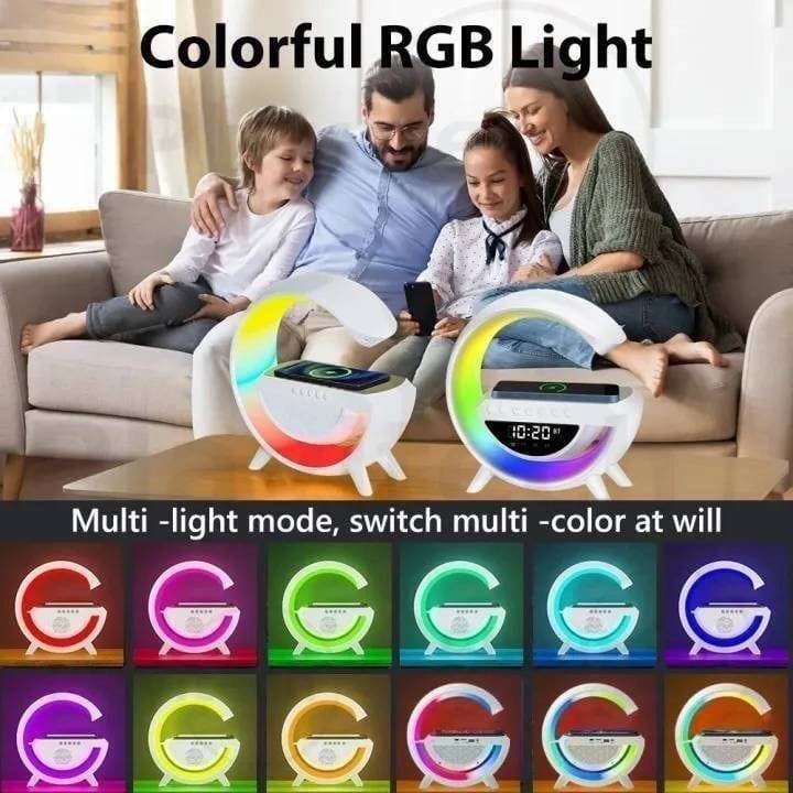 LED Wireless Charging Speaker, with Clock, Alarm Clock, FM Radio, Seven Color Selection