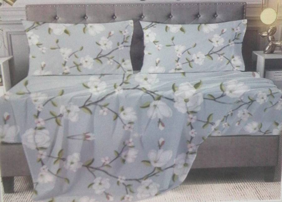 4Pc Queen Bed Sheet Set, 1 Fitted Sheet, 1 Flat Sheet, 2 Standard Pillow Case