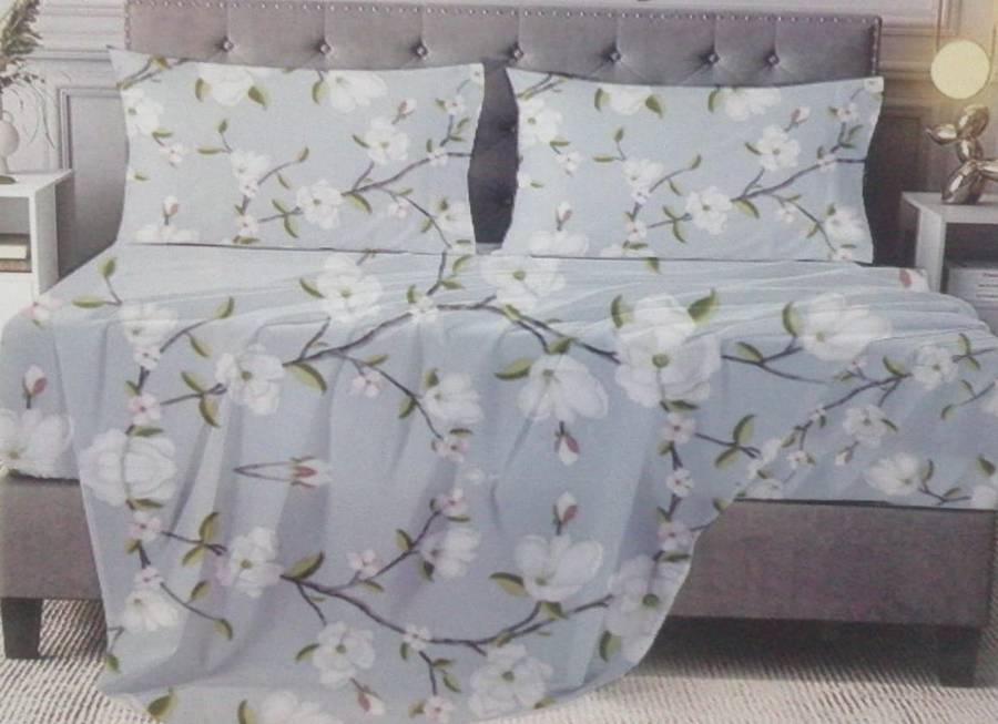 4Pc Queen Bed Sheet Set, 1 Fitted Sheet, 1 Flat Sheet, 2 Standard Pillow Case