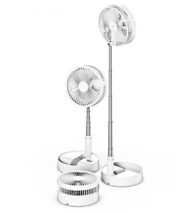 8-Inch Rechargeable Foldaway Extendable Fan & Standing Fan, 180° Angle Adjustment, 4 Speed Setting