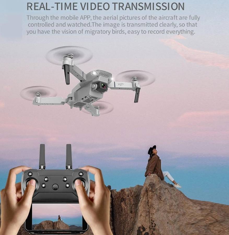 E88 Pro Dual Camera Drone 4K UHD, Automatic Shooting in 720P, 3D Flip