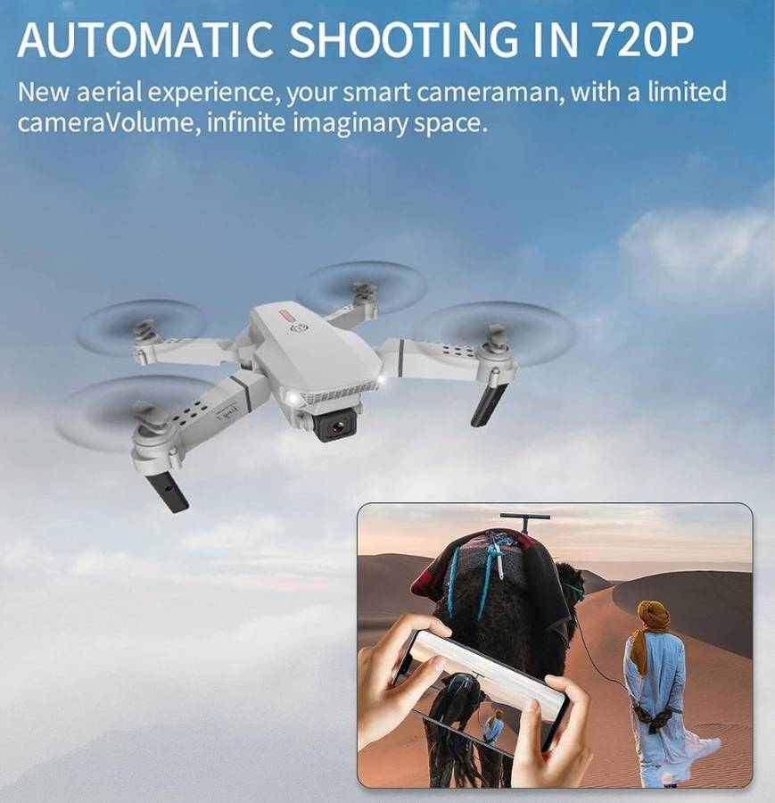 E88 Pro Dual Camera Drone 4K UHD, Automatic Shooting in 720P, 3D Flip