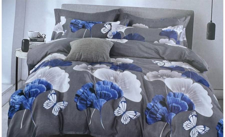6pc Queen set floral duvet cover, 2 standard + 2 continental pillow cases, 1x flat sheet