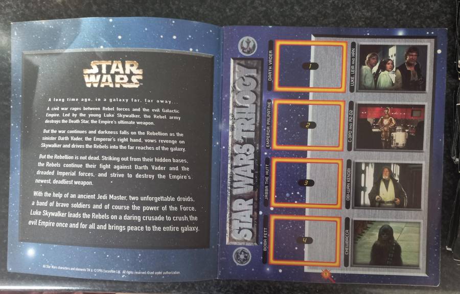 STAR WARS PANINI COLLECTABLE STICKERS AND ALBUM - 1996