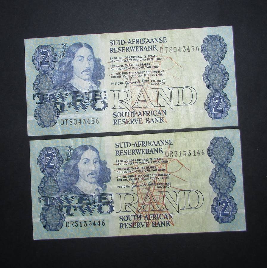 Republic of South African : Gerhard de Kock Two Rand Notes ( 2 Notes in the Lot )