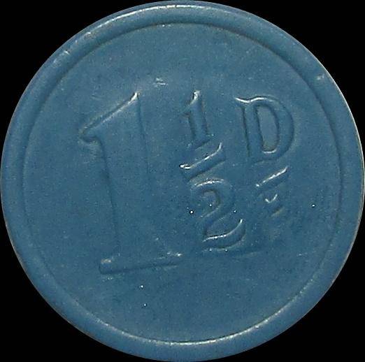 1912-21 Johannesburg Municipal 1 1/2 Penny Blue Tramways Token
