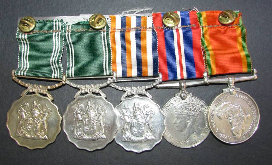 Full Size World War Two/SADF Permanent Forces Group of 5:546279 K.van Meir