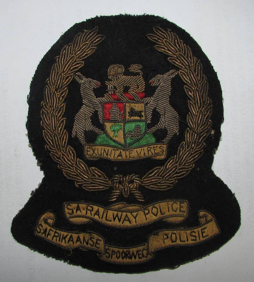 South Africa Railways Police Bullion Blazer Badge