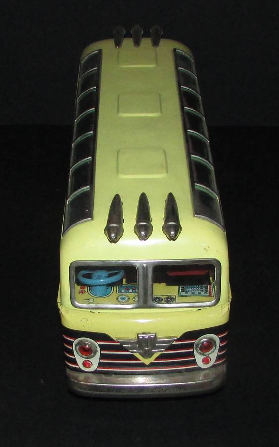 Vintage Japan I.Y. SightSeeing Toy Bus Tin Litho 17 Friction Sight Seeing with Original Box