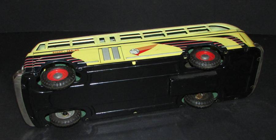 Vintage Japan I.Y. SightSeeing Toy Bus Tin Litho 17 Friction Sight Seeing with Original Box