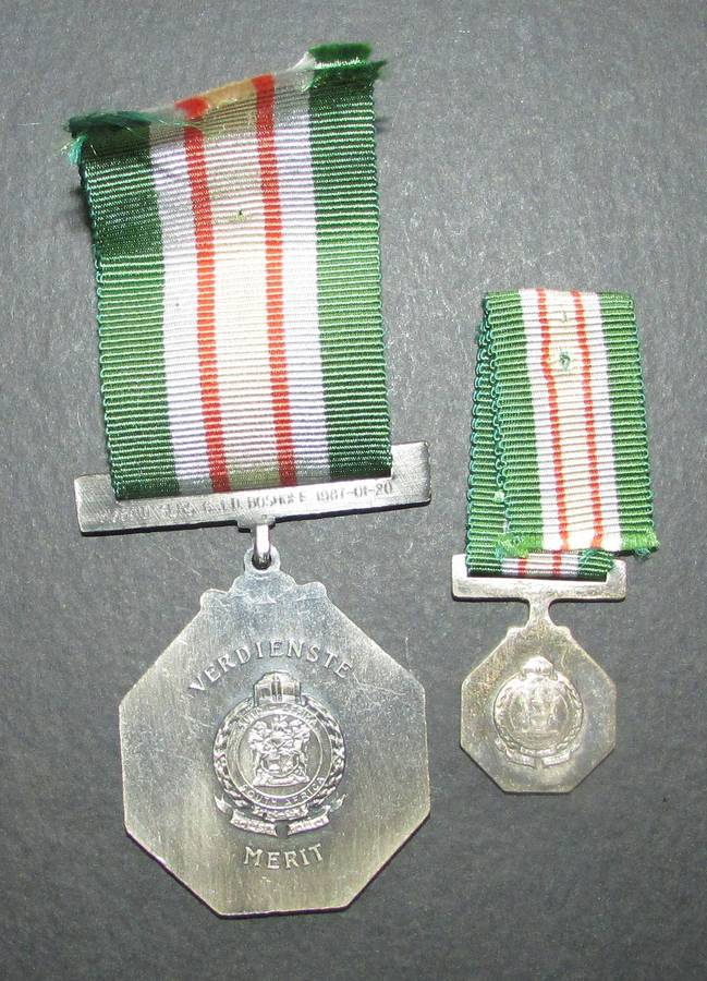 South African Railways Police Star for Faithful Service with Miniature:Sers.C.J.D.Boshoff