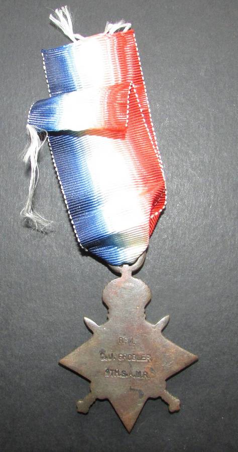 Full Size World War One 1914/18 Star: RFM C.J.Grobler 4TH SAMR