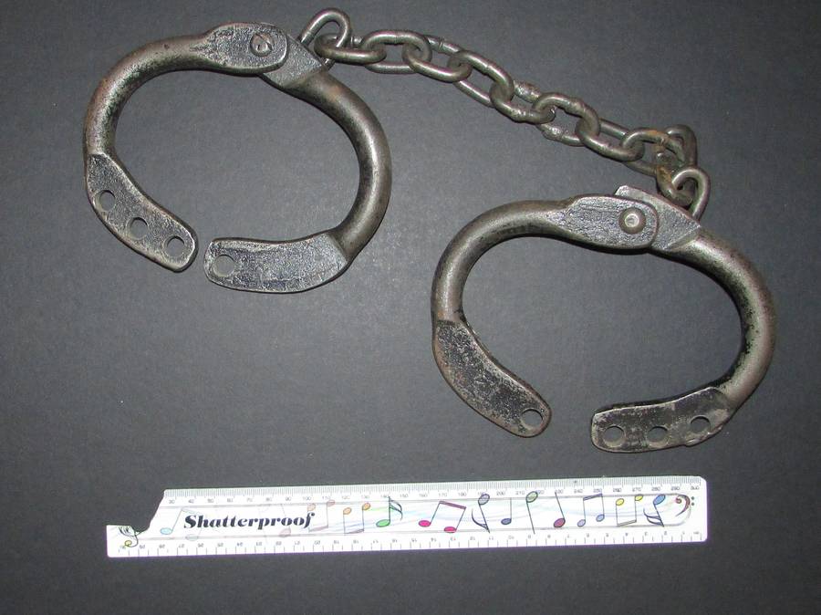 Huge Pair of Antique Foot/Handcuffs