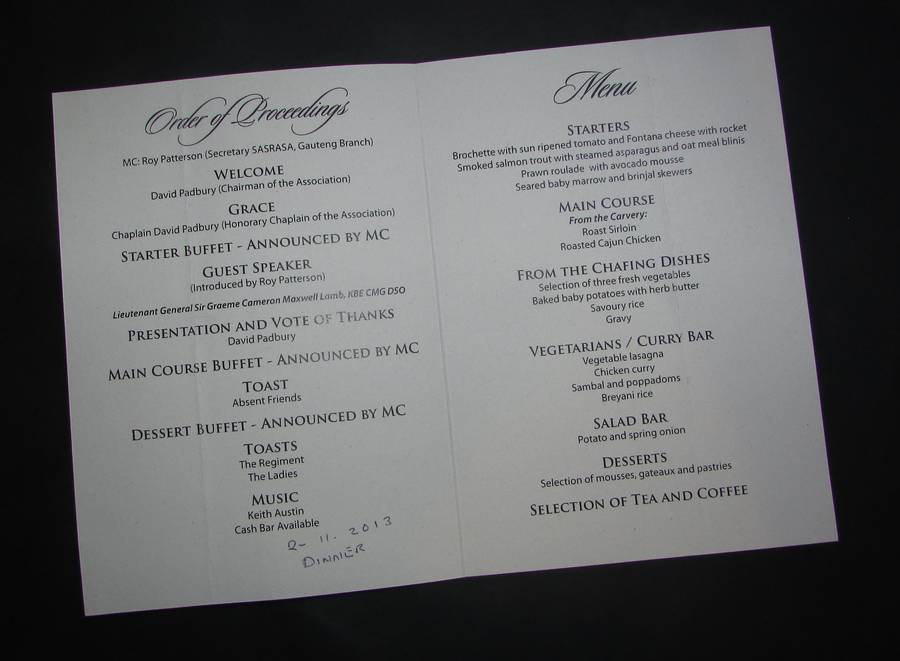 Rhodesian SAS C-Squadron Dinner Programme