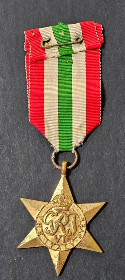 Full Size World War Two War Italy Star:77017 R.E.G Witney