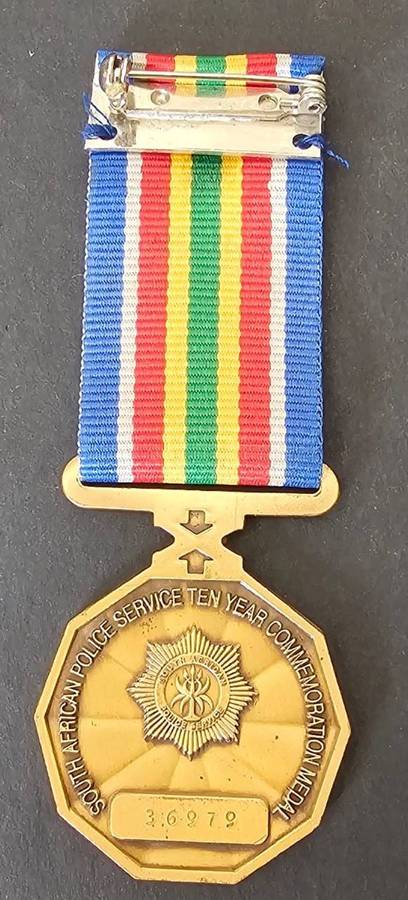 South African Police Full Size 10 Years Commemoration Medal