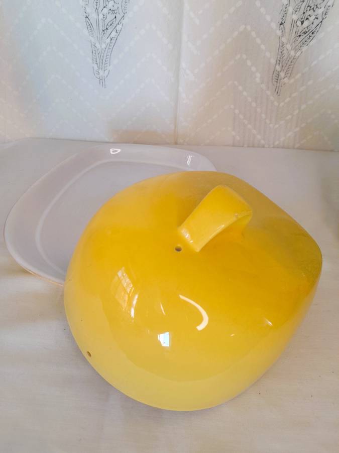 Mid-century modern cheese/butter dome with matching saucer