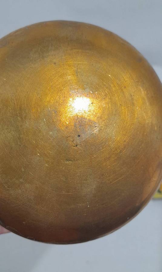 Beautiful and polished brass bowl with leaf and flower engraving