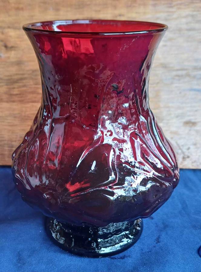 Vintage Anchor Hocking ruby red vase
