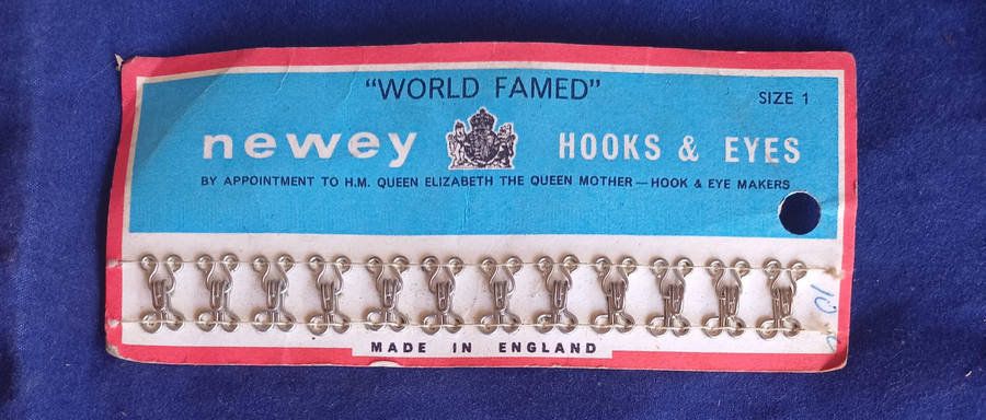 Vintage world famed Newey hooks & eyes