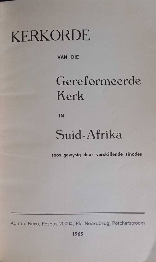 Kerkorde van die Gereformeerde Kerk in Suid-Afrika
