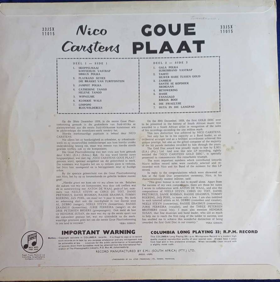 Nico Carstens - Goue plaat LP