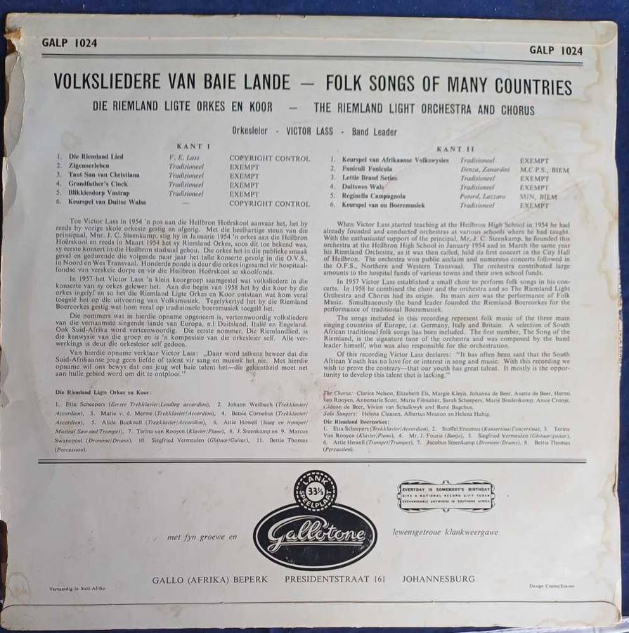 Volksmusiek van baie lande - Die Riemland ligte orkes en koor