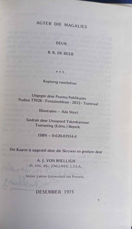 Agter die Magalies deur BK de Beer