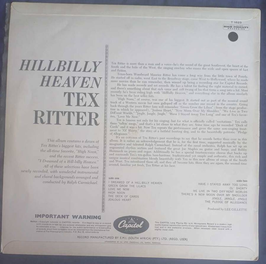 Tex Ritter - Hillbilly heaven LP
