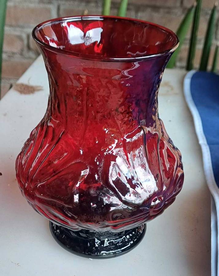 Vintage Anchor Hocking ruby red vase