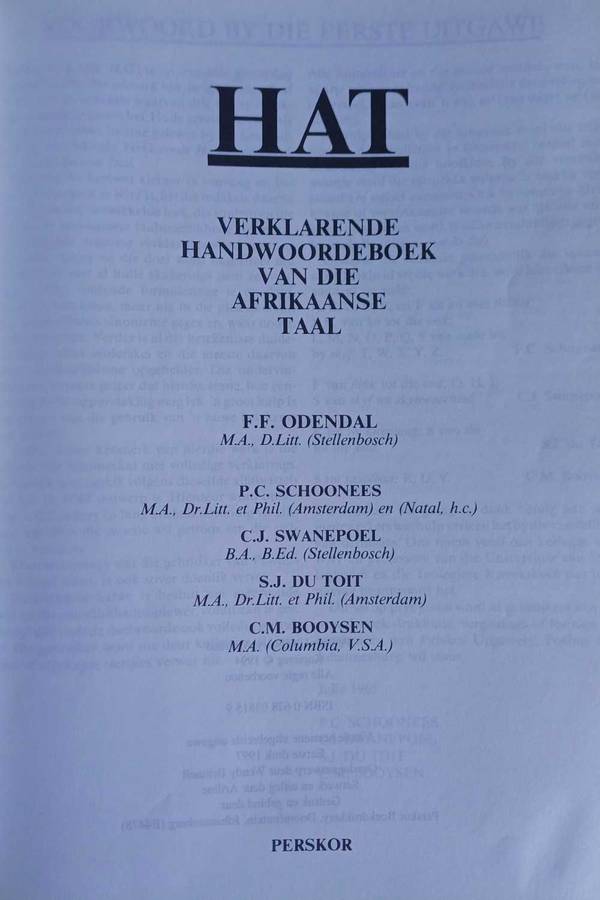 HAT verklarende handwoordeboek van die Afrikaanse taal