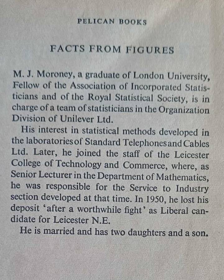 Facts from figures by MJ Moroney