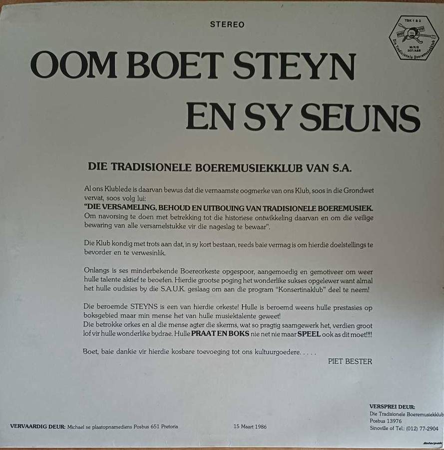 Oom Boet Steyn en sy seuns 2LP