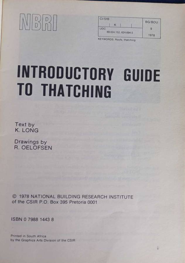 NBRI introductory guide to thatching