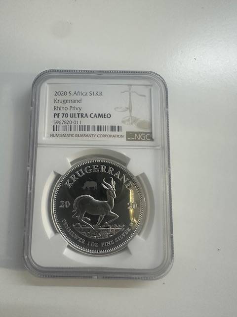 2020 SOUTH AFRICA R5 1oz NGC PF70 RHINO SERIES 1
