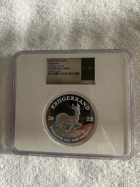 2022 SILVER KRUGERRAND 2oz NGC PF70 FIRST DAY OF ISSUE