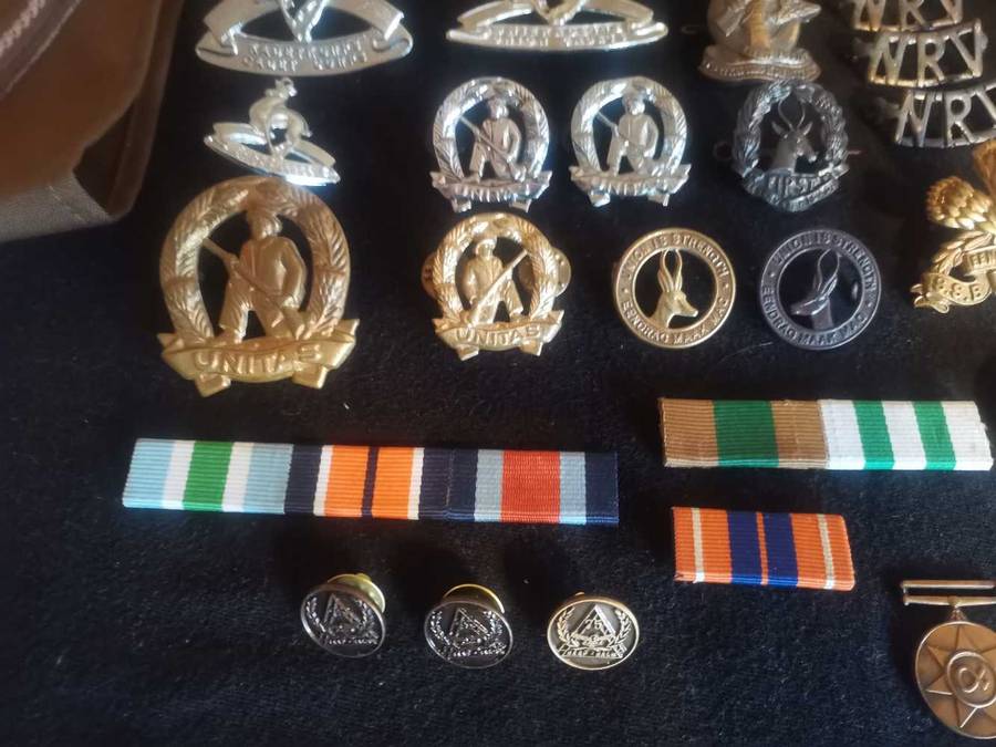 Various military badges, medals and insignia